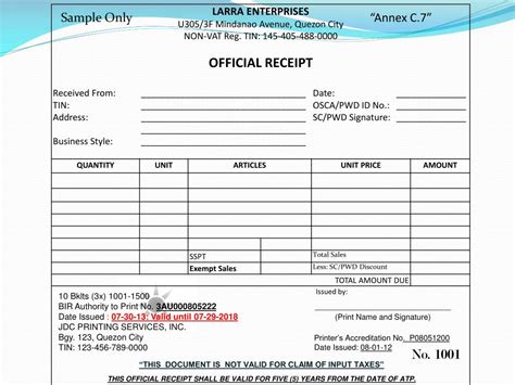 Official Receipt .
